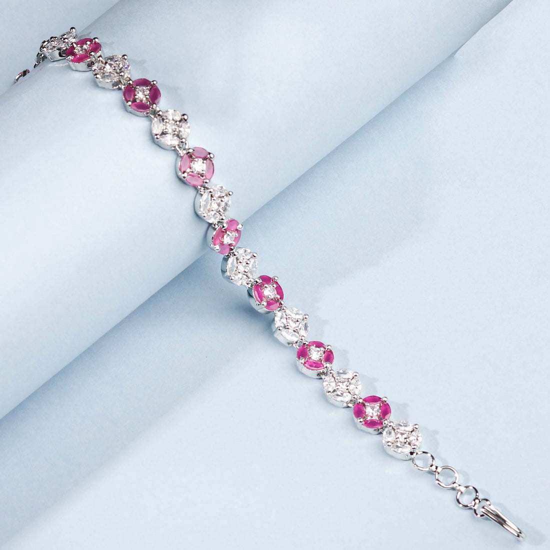 Pink Colour Flower Style Bracelet - Adjustable for all size