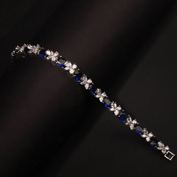 Blue Colour With White Colour Flower  Style Bracelet - Adjustable for all size