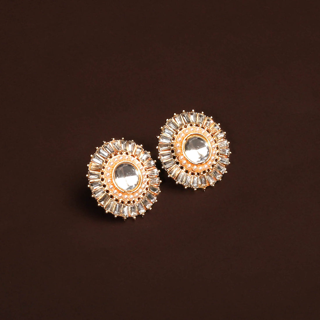 Glamorous White Studded Kundan Earring For Women