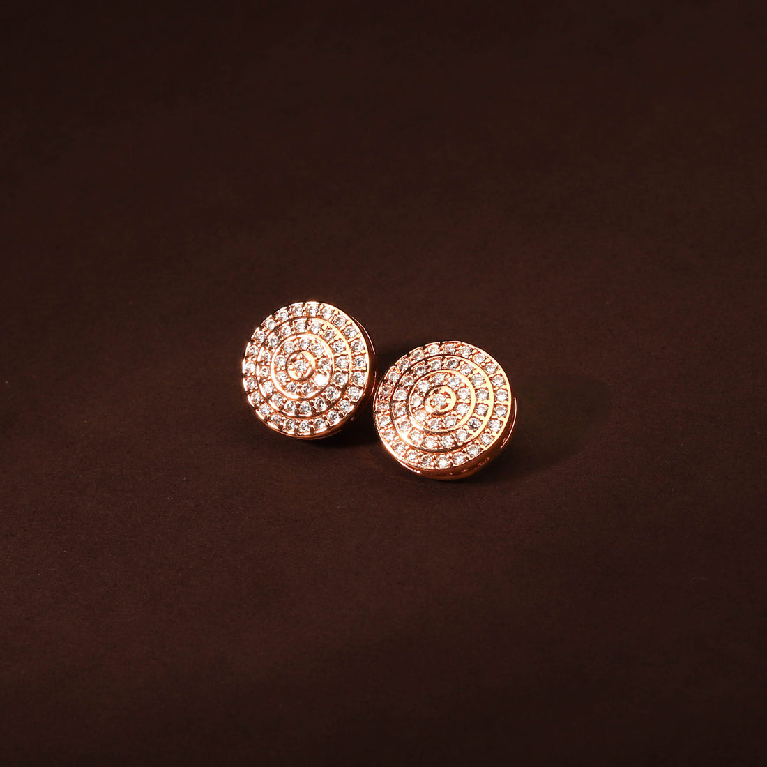 Elegant Gold Polish Round CZ Studded Earring For Women