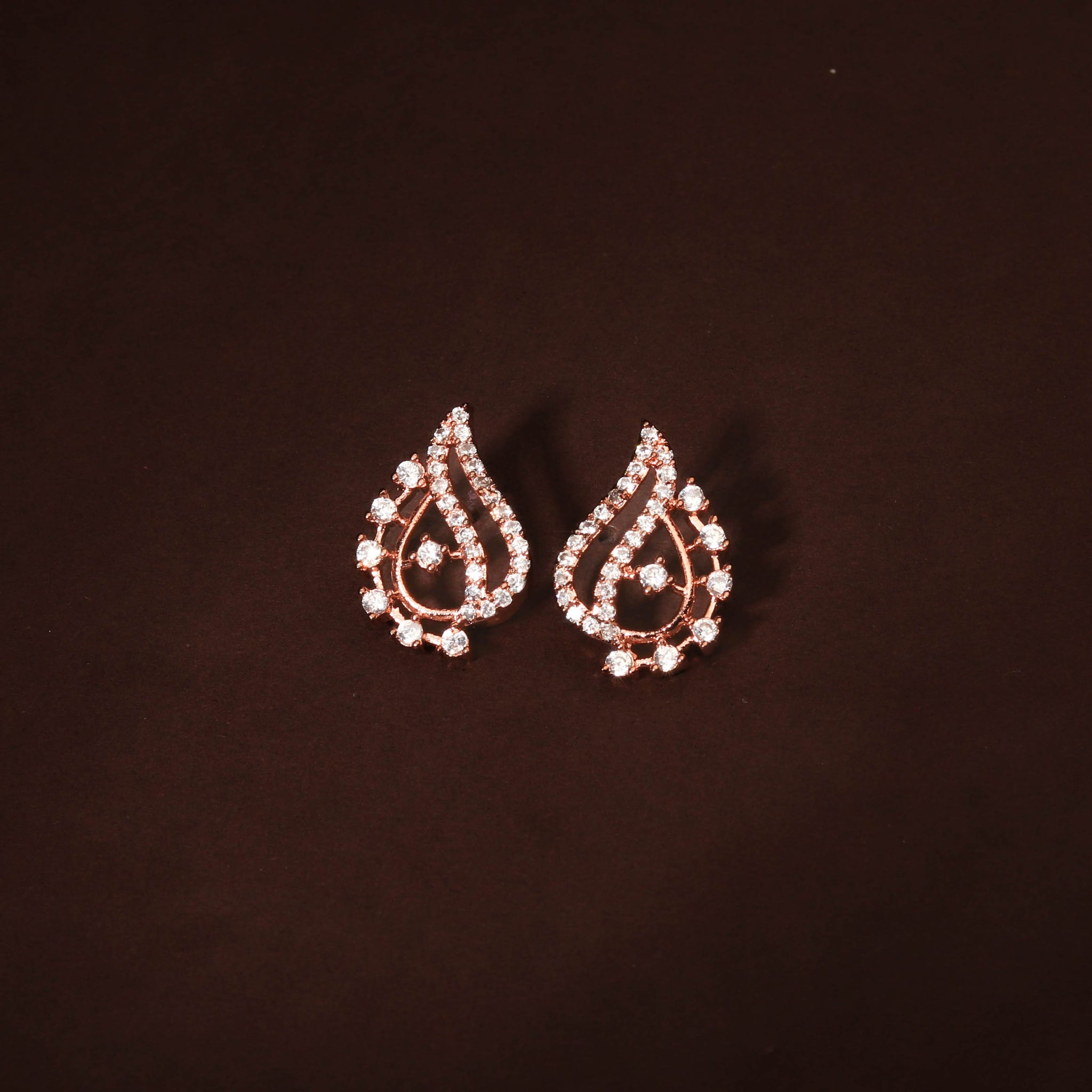 Beautiful Rose Gold Plated Cubic Zirconia Earrings For Women