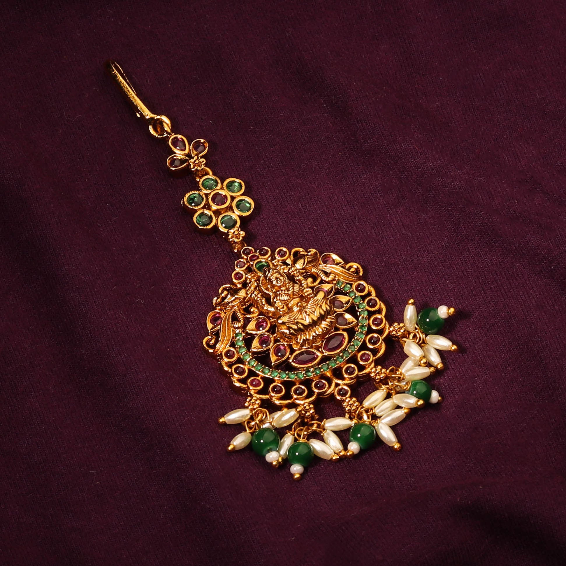 Traditional Gold Plated Nakshi Maang Tikka For Authentic Look