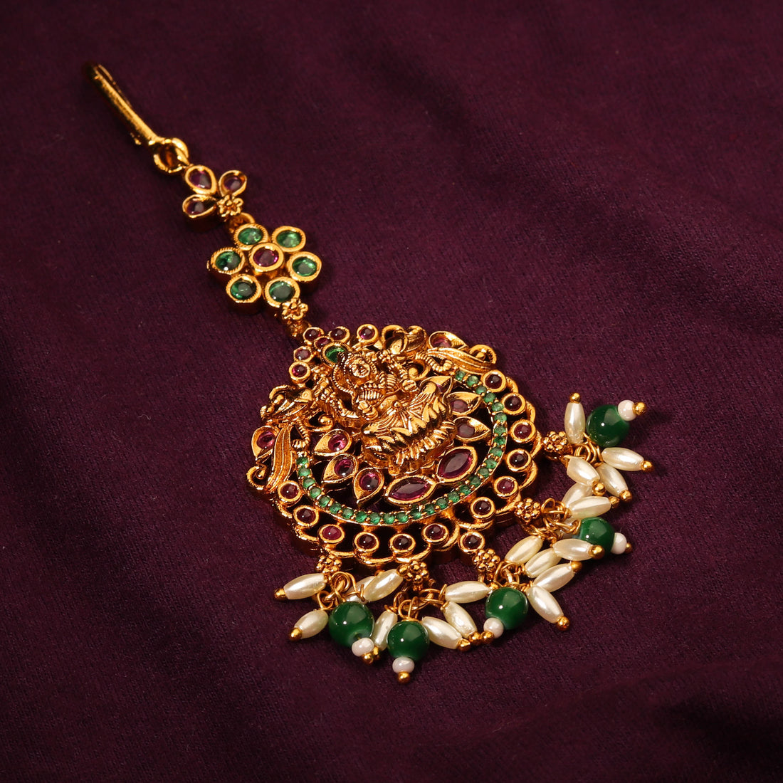 Traditional Gold Plated Nakshi Maang Tikka For Authentic Look