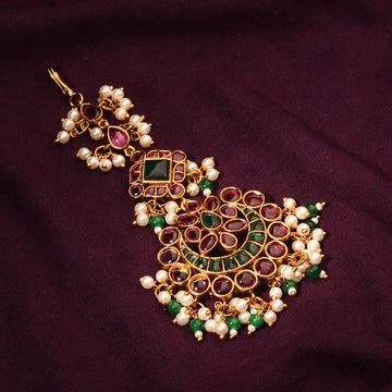 Premium Handcrafted Maang Tikka with Mutli Color Kemp Stones