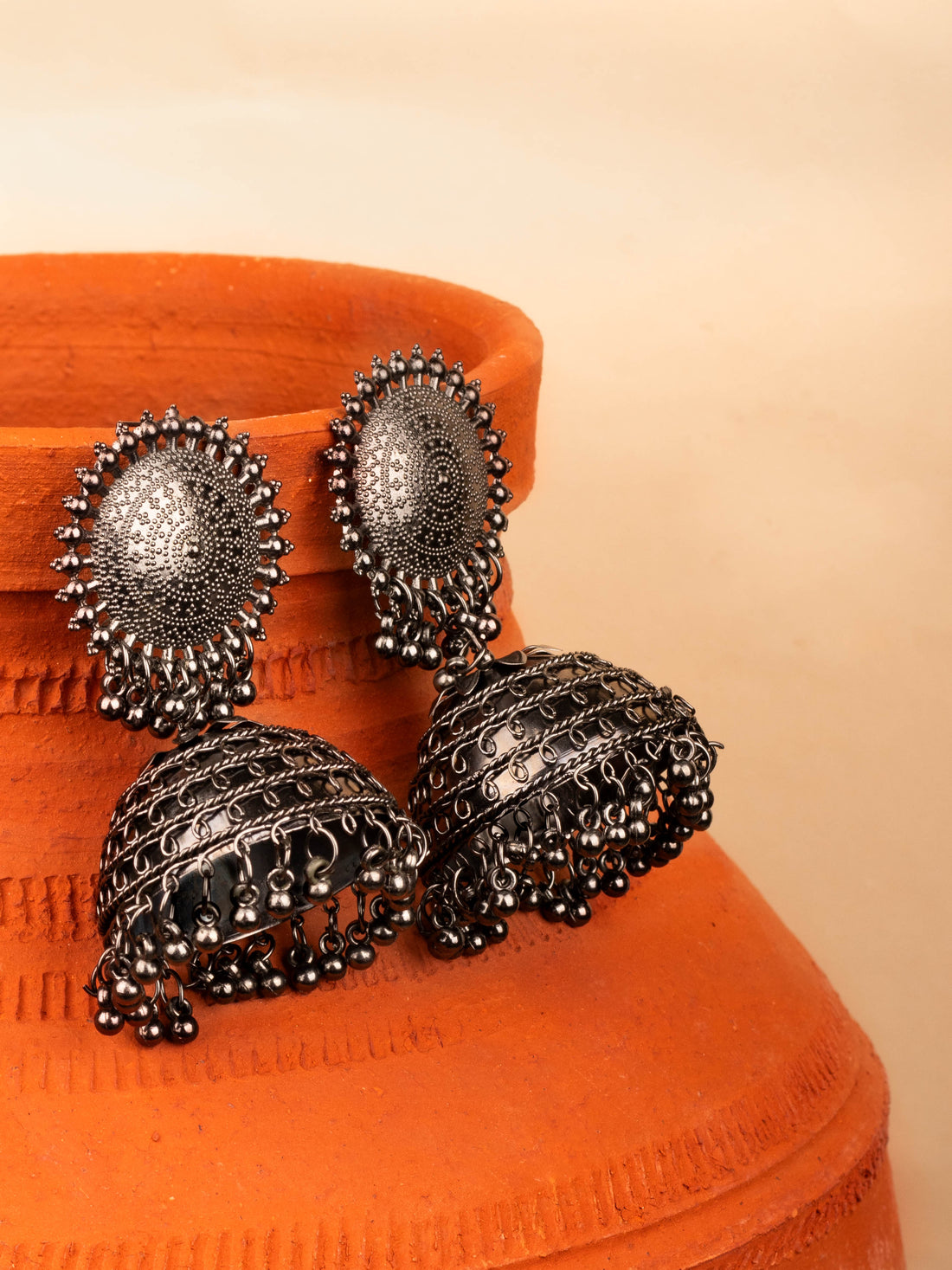 House of Anantara  Silver Oxidised  jhumka Earrings for Womens