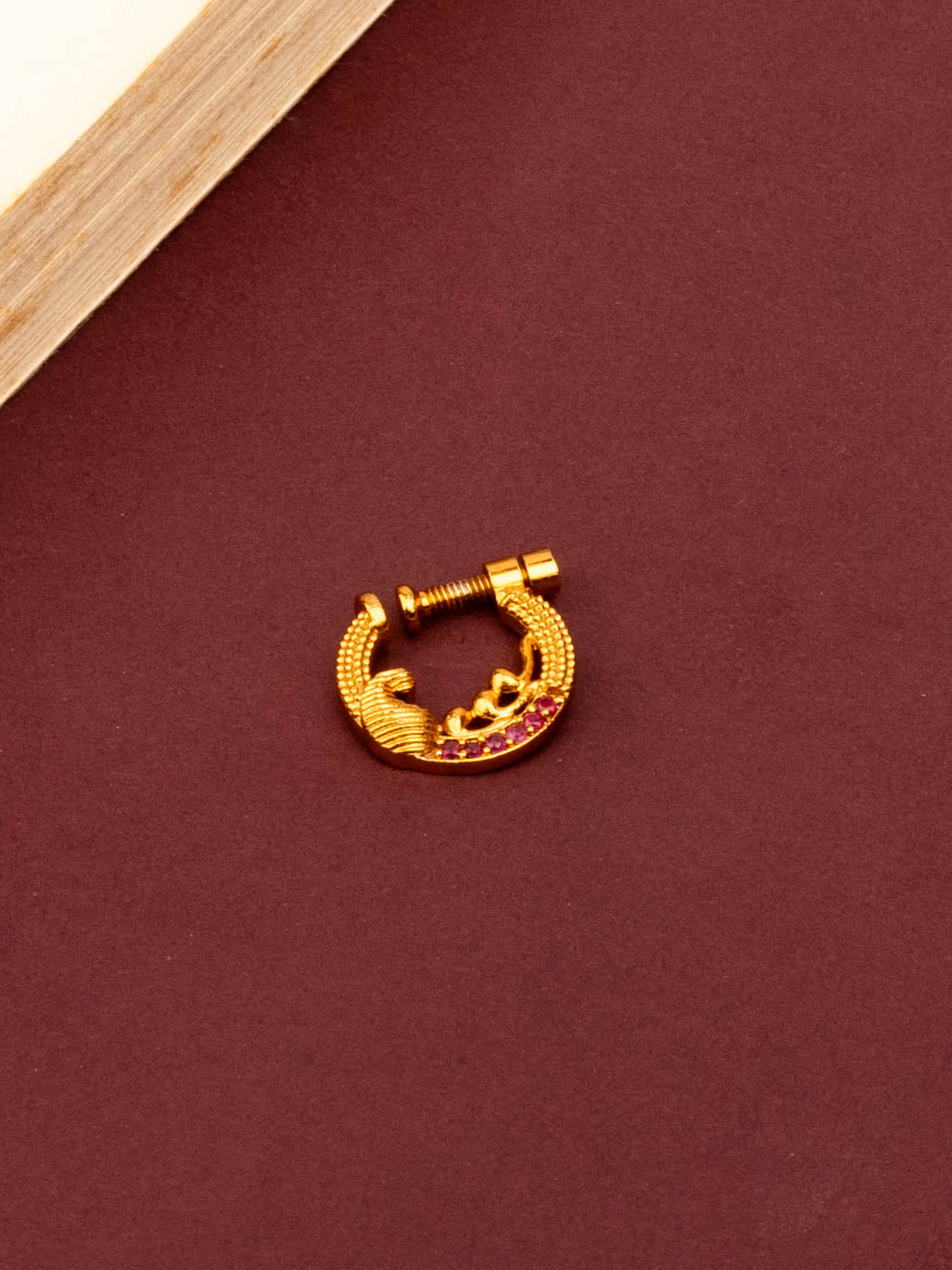 Handcrafted 24K Gold Plated Nose Pin For Womens From House of Anantara