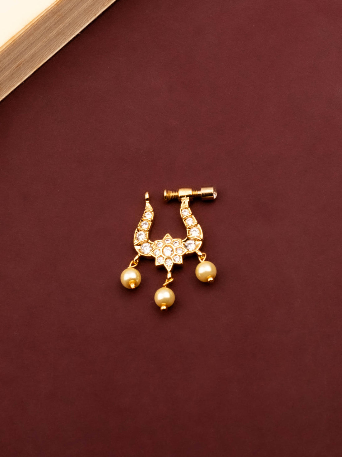 24K Gold Plated Nose Pin Crafted with Premium Cz Stone