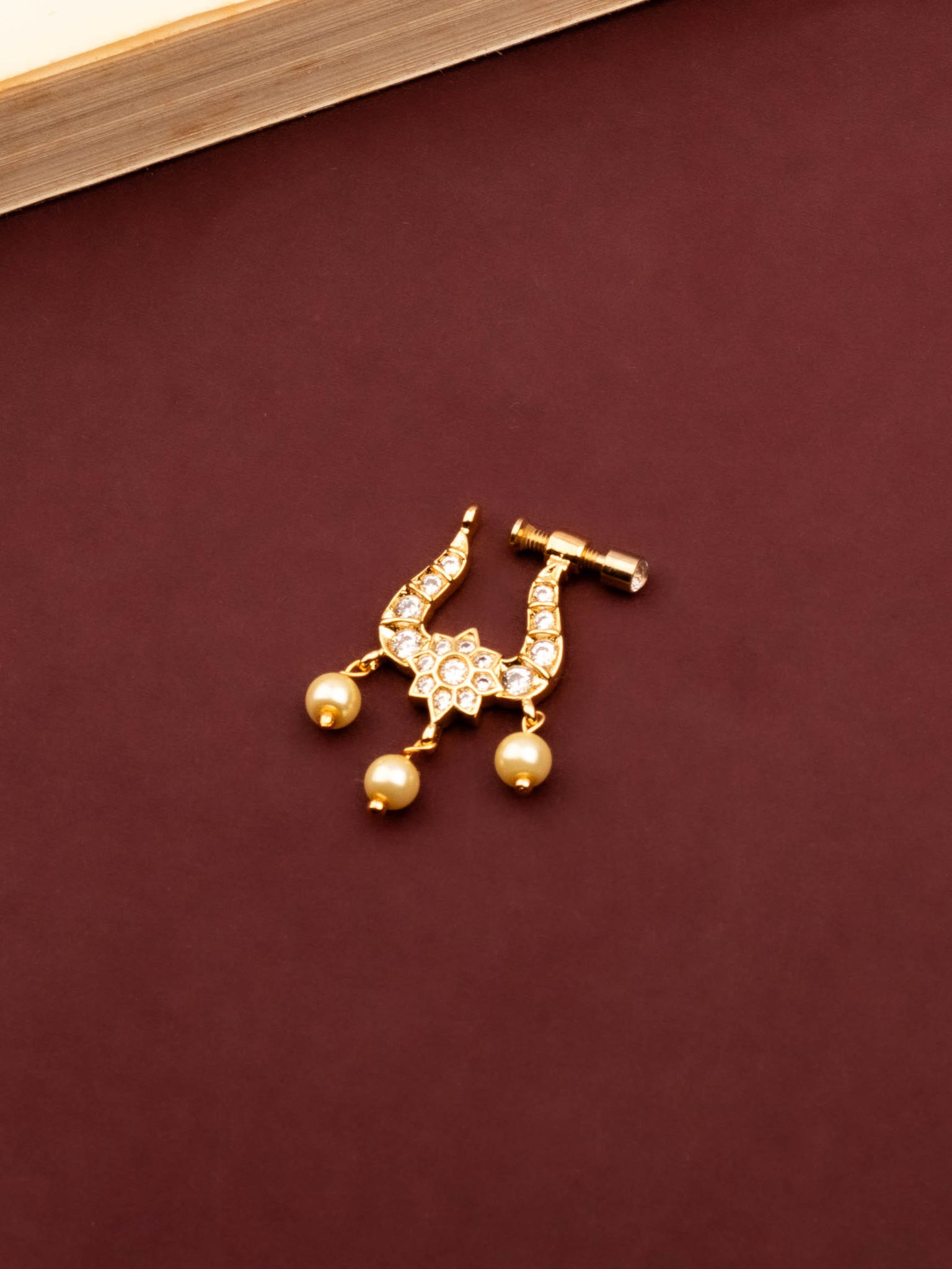 24K Gold Plated Nose Pin Crafted with Premium Cz Stone