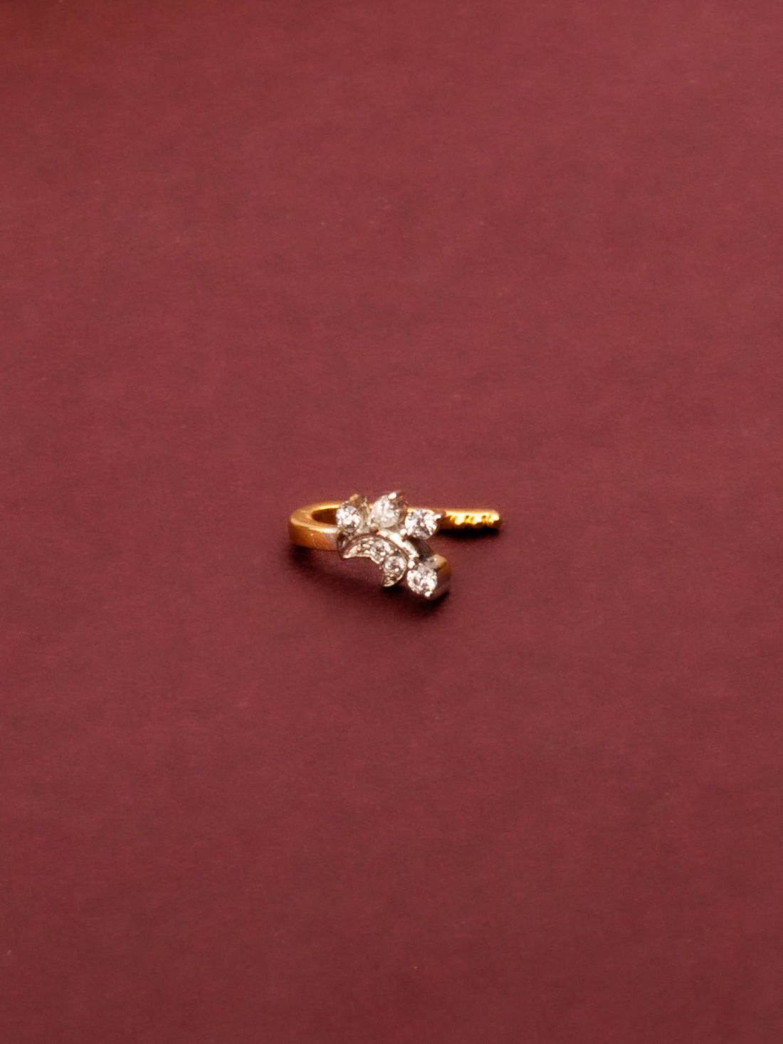 House of Anantara Gold-Plated Petal Inspired Zircon Studded Nosepin