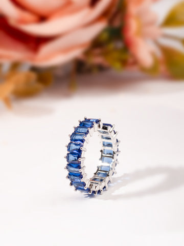 Voguish Blue Tanzanian Zircon Stones Ring For Women - Free Size