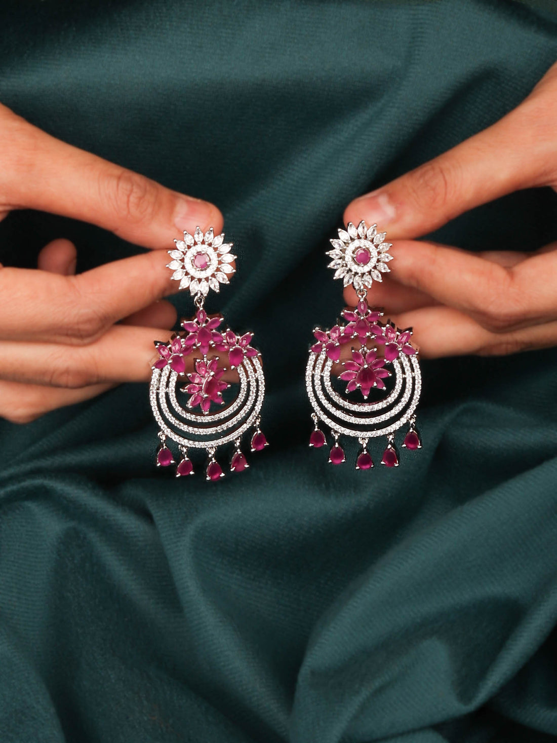 Anantara Party Wear Earrings With Beautiful Pink Color Stones For Womens